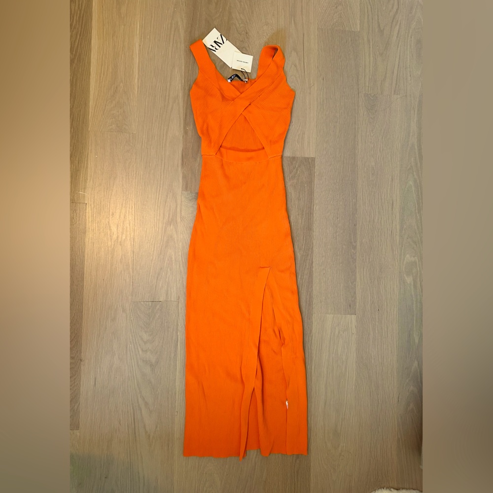 Zara Ribbed Cutout Midi Dress